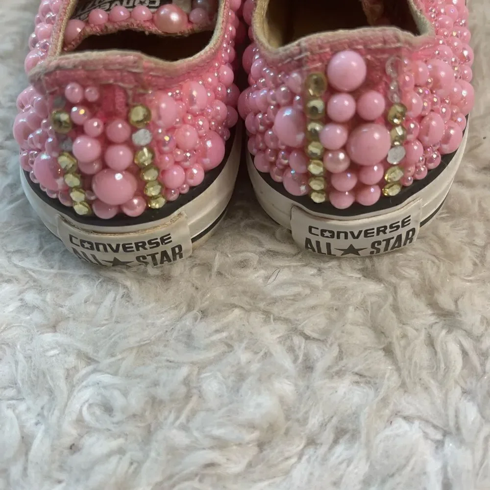 Converse little girl pink Bling low top lace up pink sneakers size 12